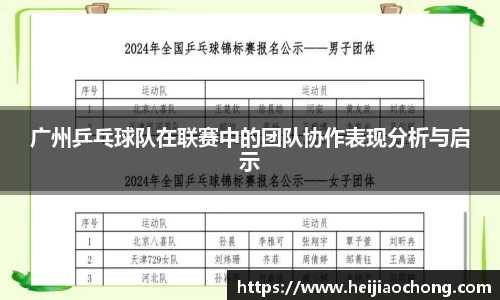 广州乒乓球队在联赛中的团队协作表现分析与启示